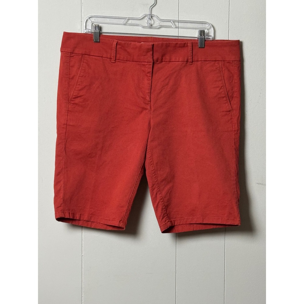 Loft Outlet Petite Women's Skinny Bermuda Shorts Red Cotton Stretch Size 14P